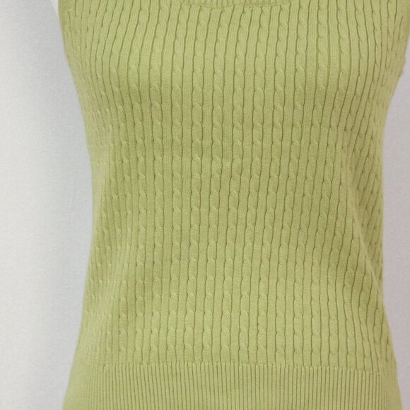 Vintage Chartreuse Sweater Vest Cable Knit Cotton Blend Tank Top Size Sm… - Picture 4 of 5